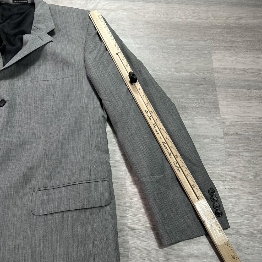 Alfani Suit Mens 44L Jacket 38x33 Pants Gray Wool Cashmere Check 2 Piece - Picture 6 of 16